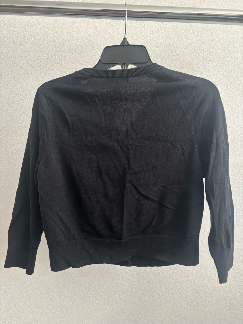 Lands' End Black Cardigan with White Embroidered Trim - Picture 4 of 4